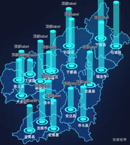 echarts赣州市地图添加柱状图实例代码